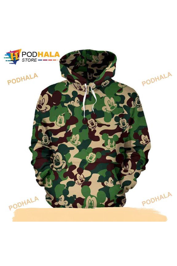 Mickey Head Pattern Camo 3D Hoodie T-Shirt