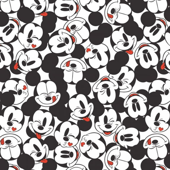 Mickey It's a Mickey Thing Tossed Staked White Cotton Fabric