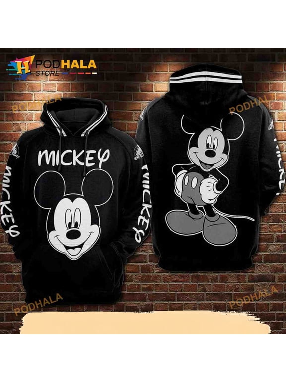 Mickey Jacket Black And White Over Print 3D Hoodie T-Shirt