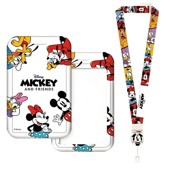 Mickey Lanyards for Id Badges, ID Badge Holder with Breakaway Lanyard, Anime ID Card Holder Teacher Doctor Office Gift