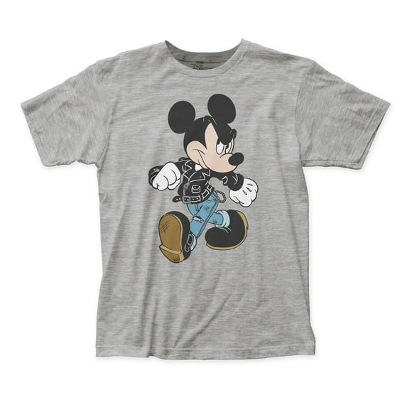 Mickey Leather Jacket Mens' Grey T-Shirt-Small