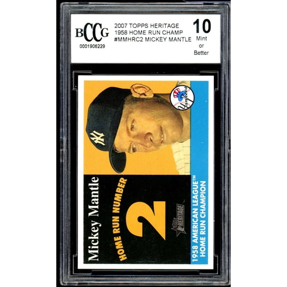 Mickey Mantle Card 2007 Topps Heritage #Mmhrc2 BGS BCCG 10