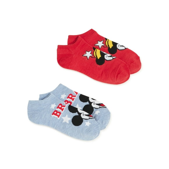 Mickey & Minnie Americana Women's No Show Socks, 2-Pack