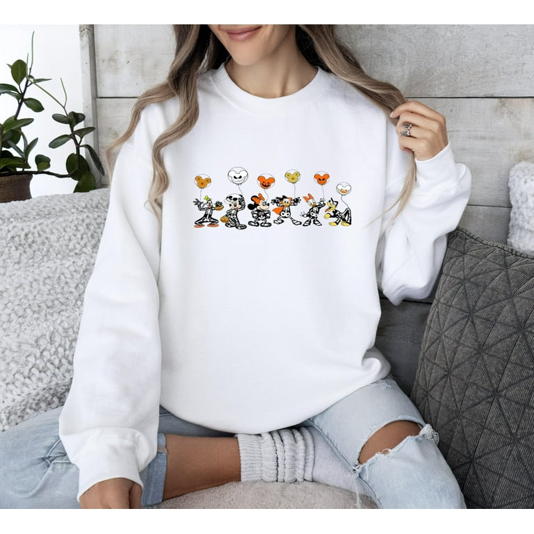 Mickey Minnie And Friends Disney Halloween Skeleton SweatSweatshirt Disney Balloon Sweatshirt Walmart
