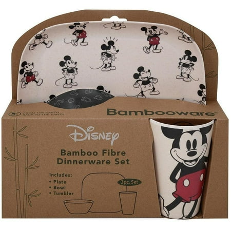 Mickey & Minnie Bamboo 3pc Dinner Set - Plate, Bowl, Tumbler!
