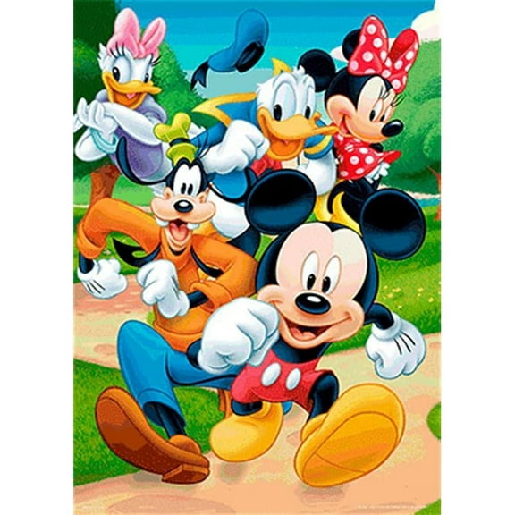 Mickey and Minnie Diamond Art Painting Kits for Adults and Beginners,5D DIY Cartoon Cross Stitch Kits,Full Drill Crafts for Kids Home Wall Decor Gift Diamond Dots 12" X 16"
