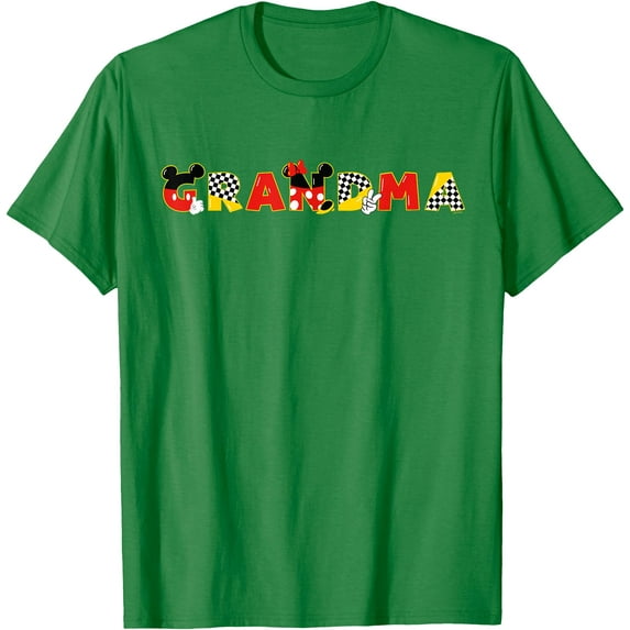 Mickey & Minnie Grandma Gift Family Trip Vacation DTG Print Unisex T-Shirt,Irish Green Color,Size XL