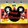 thumbnail image 1 of Mickey & Minnie Birthday Backdrop - Vibrant Polyester Party Banner with "HAPPY BIRTHDAY" Design, Ideal for Indoor/Outdoor Celebrations, Suitable for All Seasons, Birthday Party Decorations, 1 of 6