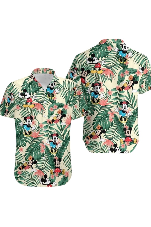 Mickey Minnie Hawaiian Shirt Disney Matching Beach Vacation Family