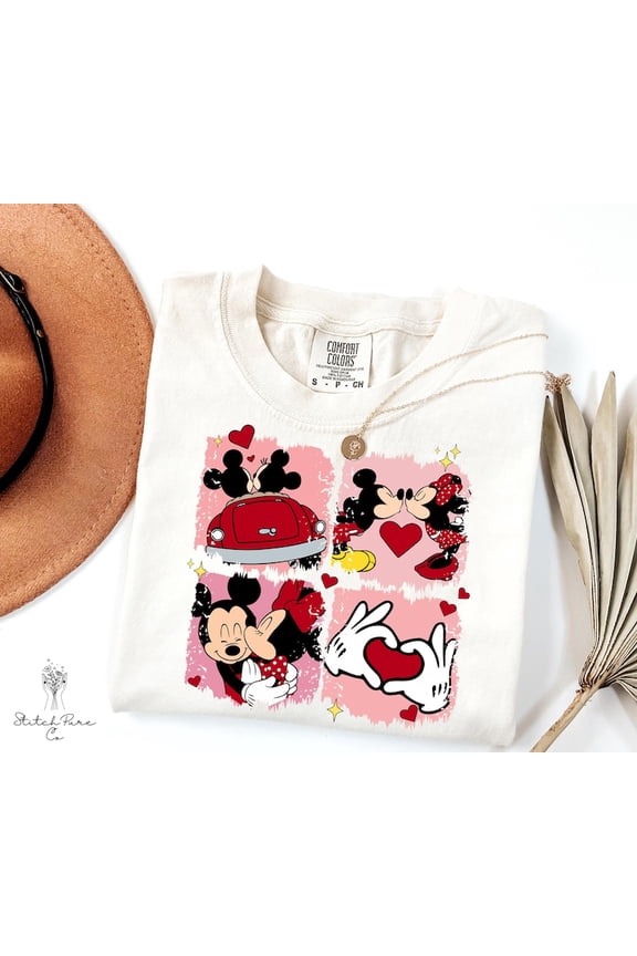 Mickey Minnie Love Valentine Era Disney Couples T-Shirt All size S-3XL