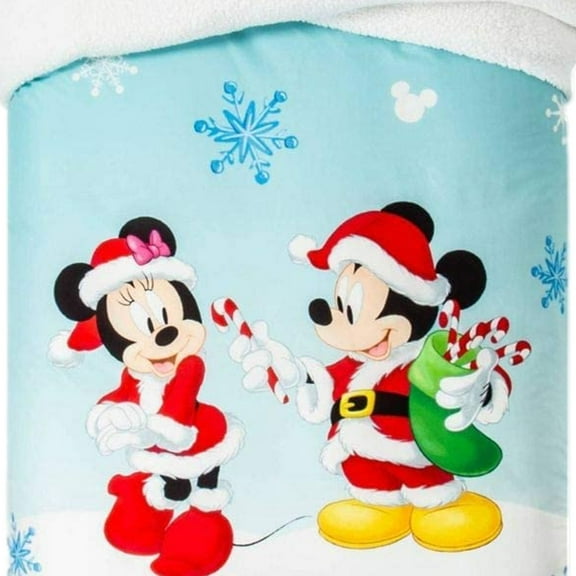 Mickey & Minnie Mouse Christmas Sherpa Duvet Cover Blanket Blue, Twin 64" x 86"