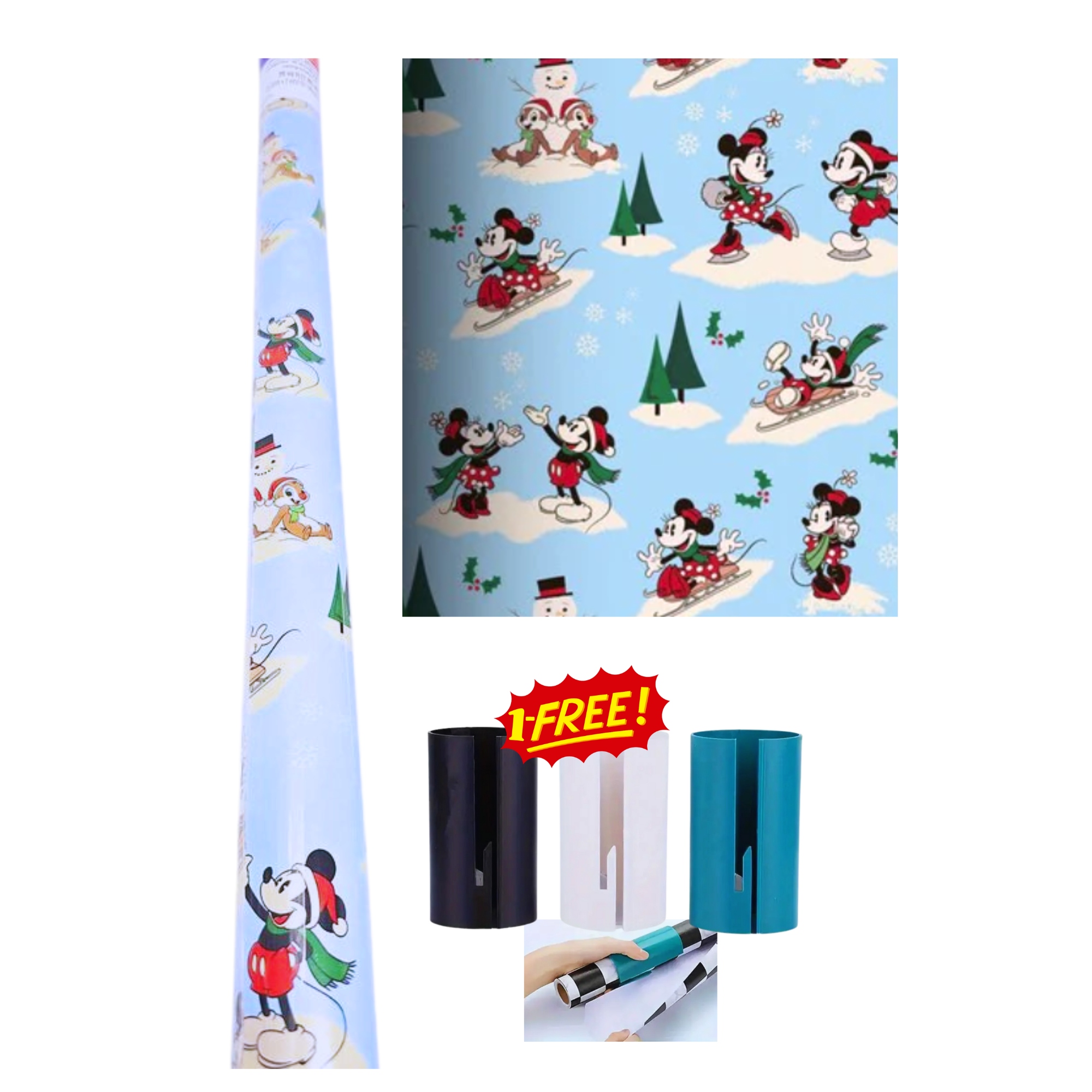Mickey and Minnie Mouse Christmas Wrapping Paper 20 Sq Ft, 1 Roll