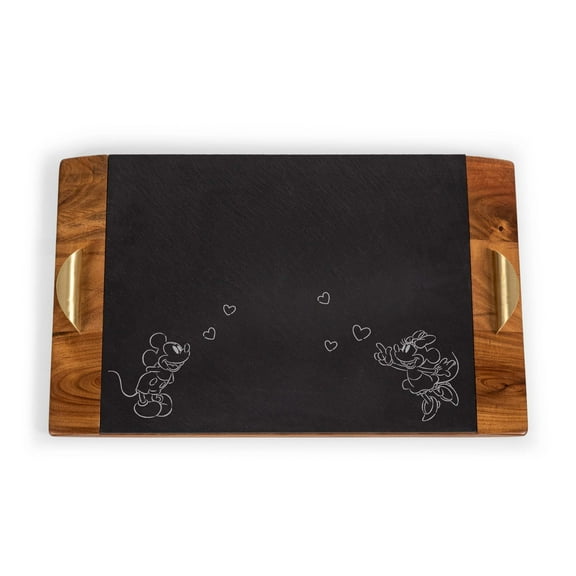 Mickey & Minnie Mouse - Covina Acacia and Slate Serving Tray with Gold Accents