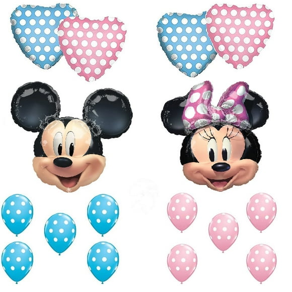 Mickey & Minnie Mouse Gender Reveal Baby Shower Twins Birthday Party Balloons Decorations