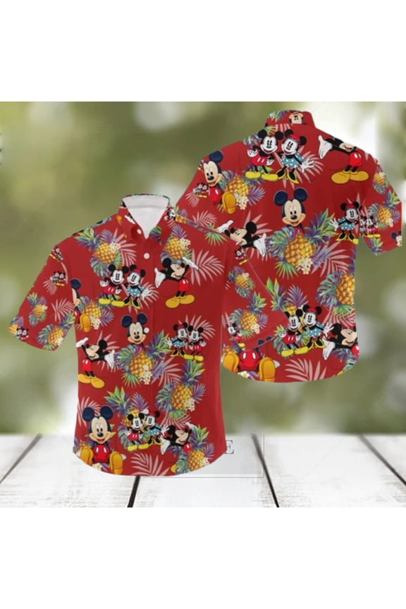 Mickey Minnie Mouse Hawaiian Shirt Pineapple Pattern Gift For Disney Lovers
