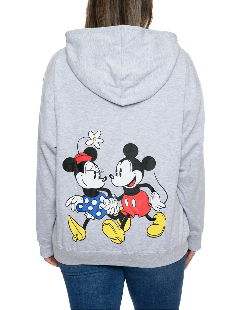 Disney Women's Plus Size Mickey Minnie Mouse Zippered Hoodie