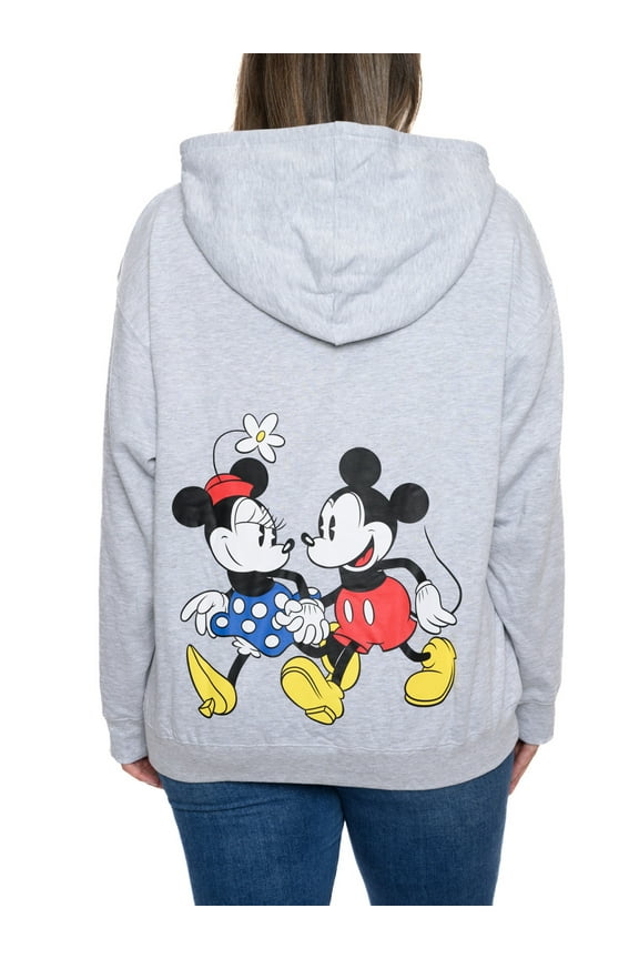 Mickey & Minnie Mouse Hoodie Sweatshirt Front Back Zip Women's Plus Size Disney