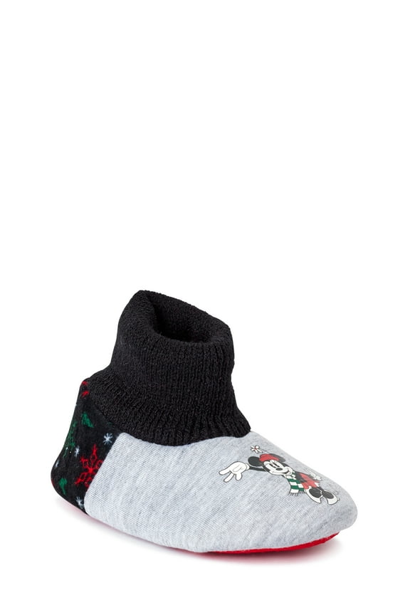 Mickey & Minnie Mouse Infant Holiday Family Slipper Collection with Holiday Shoe Box (Unisex Infant)