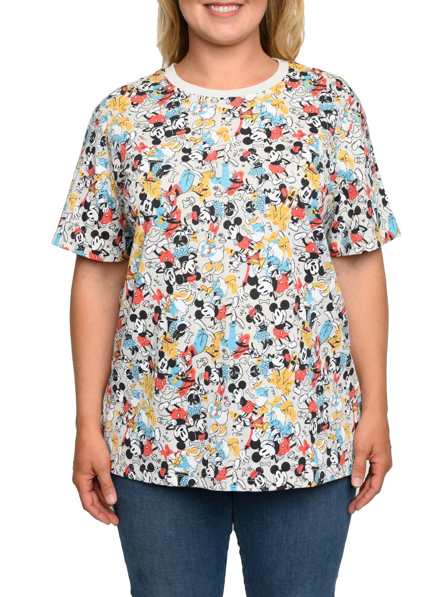 Mickey Minnie Mouse Pluto Goofy T Shirt All Over Print Women s Plus Size Disney