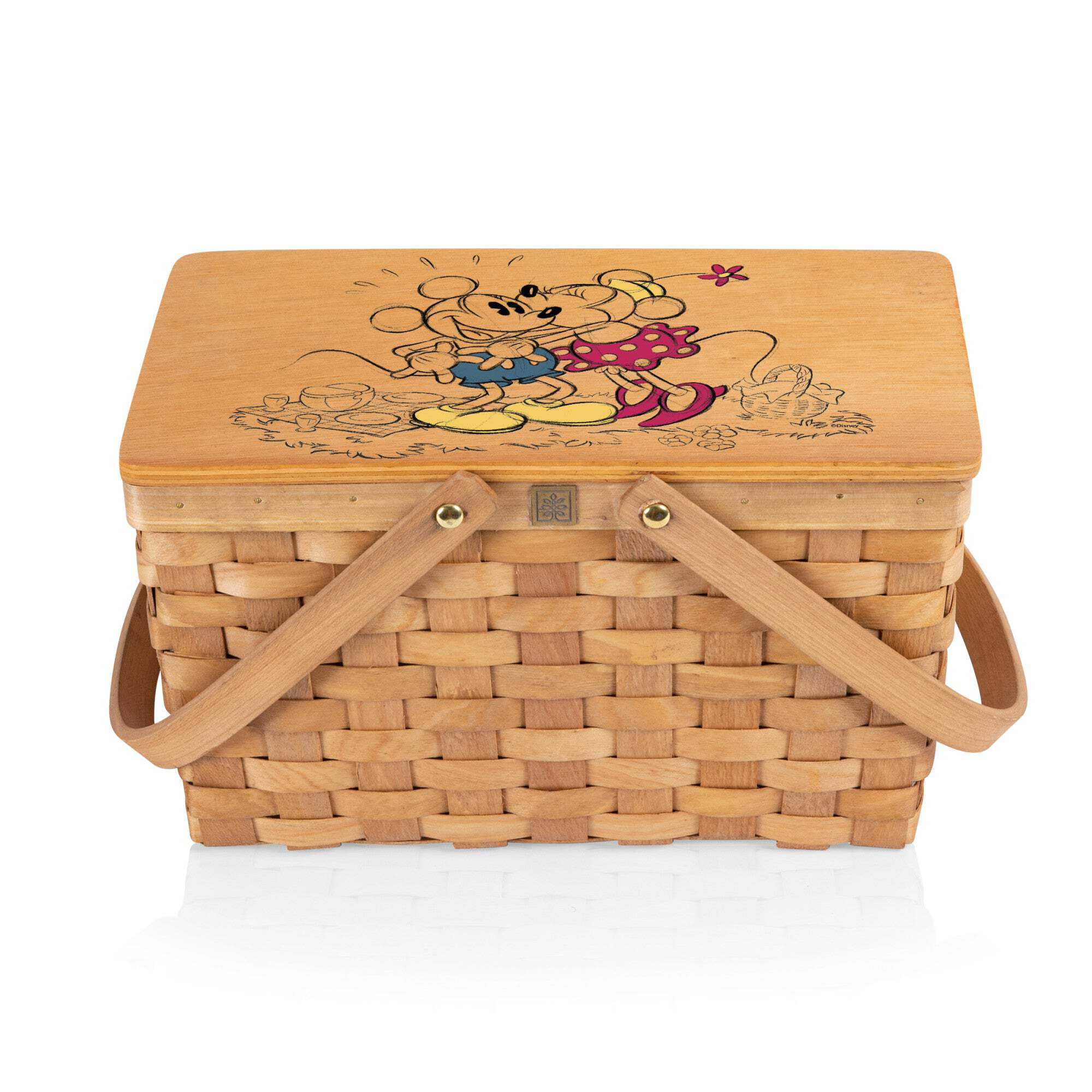 Mickey Minnie Mouse Poppy Personal Picnic Basket, Beige