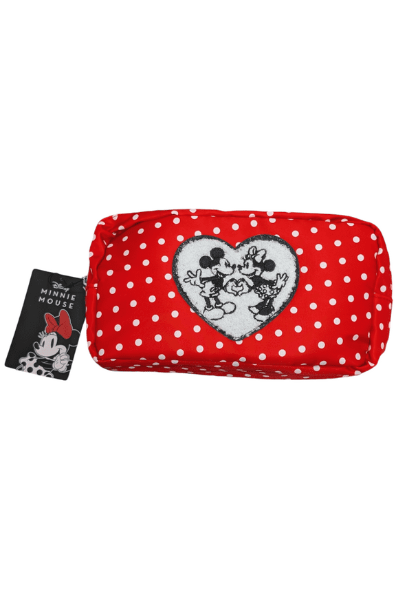 Mickey&Minnie Mouse White Heart Polka Dot Cosmetic Bag