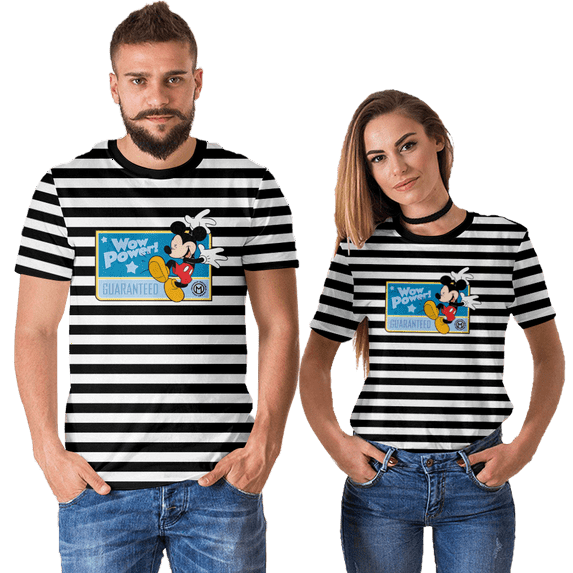 Mickey Minnie Short Sleeve T-shirt Funny Round Neck T Shirt for Family Boys and Girls Valentines Days