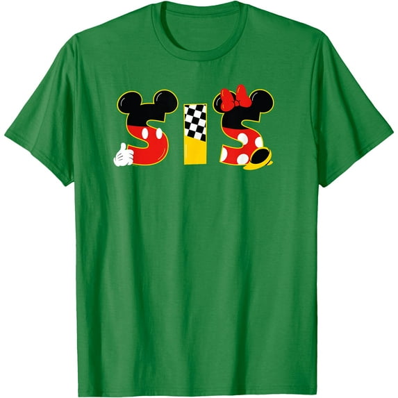 Mickey & Minnie "Sis" Sister Family Trip Vacation DTG Print Unisex T-Shirt,Irish Green Color,Size M