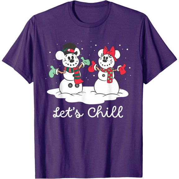 Mickey Minnie Snowmen Chill Winter Holiday Christmas DTG Print Unisex T-Shirt