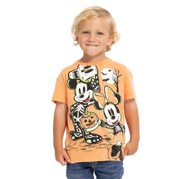 Mickey Mouse and Minnie Toddler Boys Halloween Crewneck Tee with Short Sleeves, Sizes 12M-5T