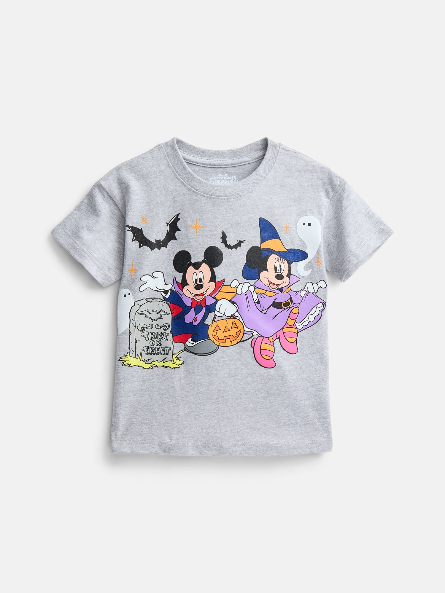 Mickey and Minnie Mouse Toddler Girls Halloween Crewneck Tee with Short Sleeves, Sizes 12M-5T