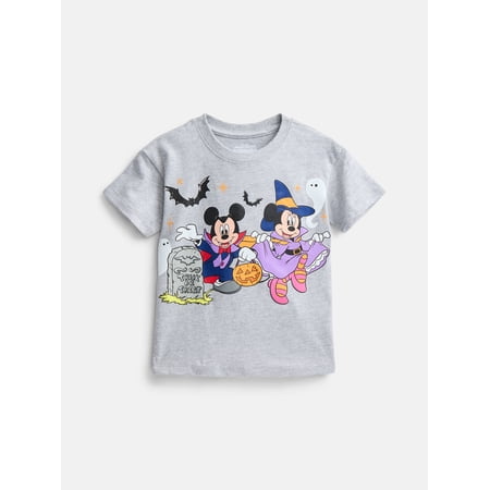 Mickey and Minnie Mouse Toddler Girls Halloween Crewneck Tee with Short Sleeves, Sizes 12M-5T