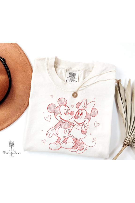 Mickey Minnie Valentine Lover Romantic Day T-Shirt All size S-3XL