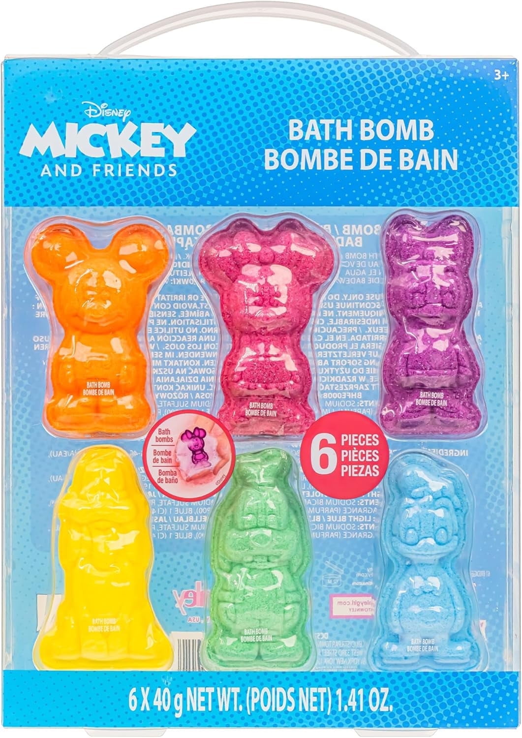 Mickey Mouse, Minnie Mouse and Friends Bubblegum Scented Bath Bombs for Kids 6-Piece Set