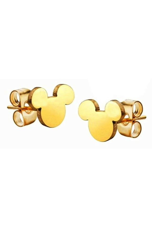 Mickey Mouse 1/8 Inch Goldtone Metal Stud Earrings