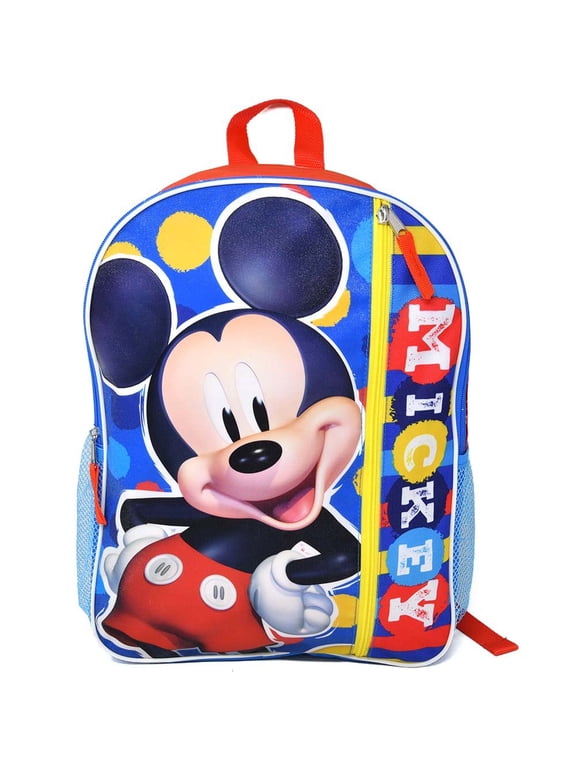 Mickey Mouse 16" Backpack with 1 Vertical Front Pocket-Perfect for Preschool & Elementary Boys & Girls
