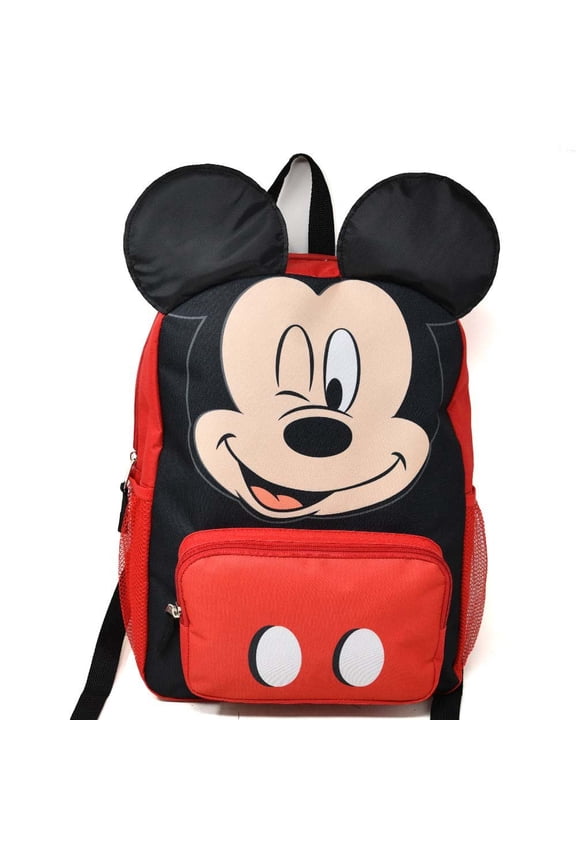 Mickey Mouse 16" Backpack with Ears With 2 Mesh Side Pockets