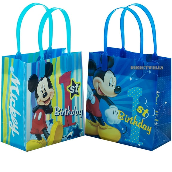 Mickey Mouse 1st Birthday 12 Authentic Licensed Reusable Small Goodie Bags 6"