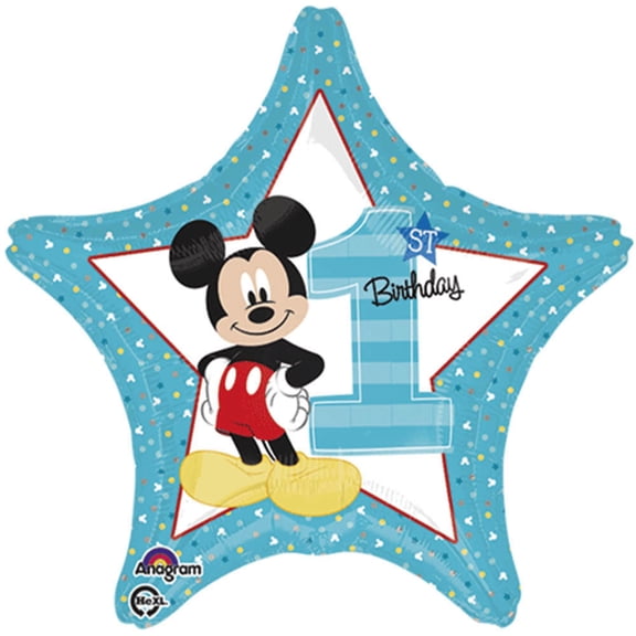 Mickey Mouse 1st Birthday Authentic Licensed Theme Blue Foil / Mylar Balloon 18" ( Each )