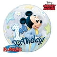 thumbnail image 1 of Mickey Mouse 1st Birthday Bubbles Stretchy Plastic Balloon 22", 1 of 2