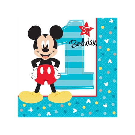 Mickey Mouse 1st birthday party supplies 32 pack beverage napkins