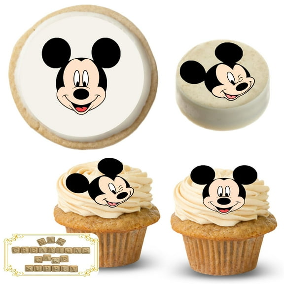 Mickey Mouse 2 inch Heads ~ Pre Cut Edible Cake / Dessert Stickers