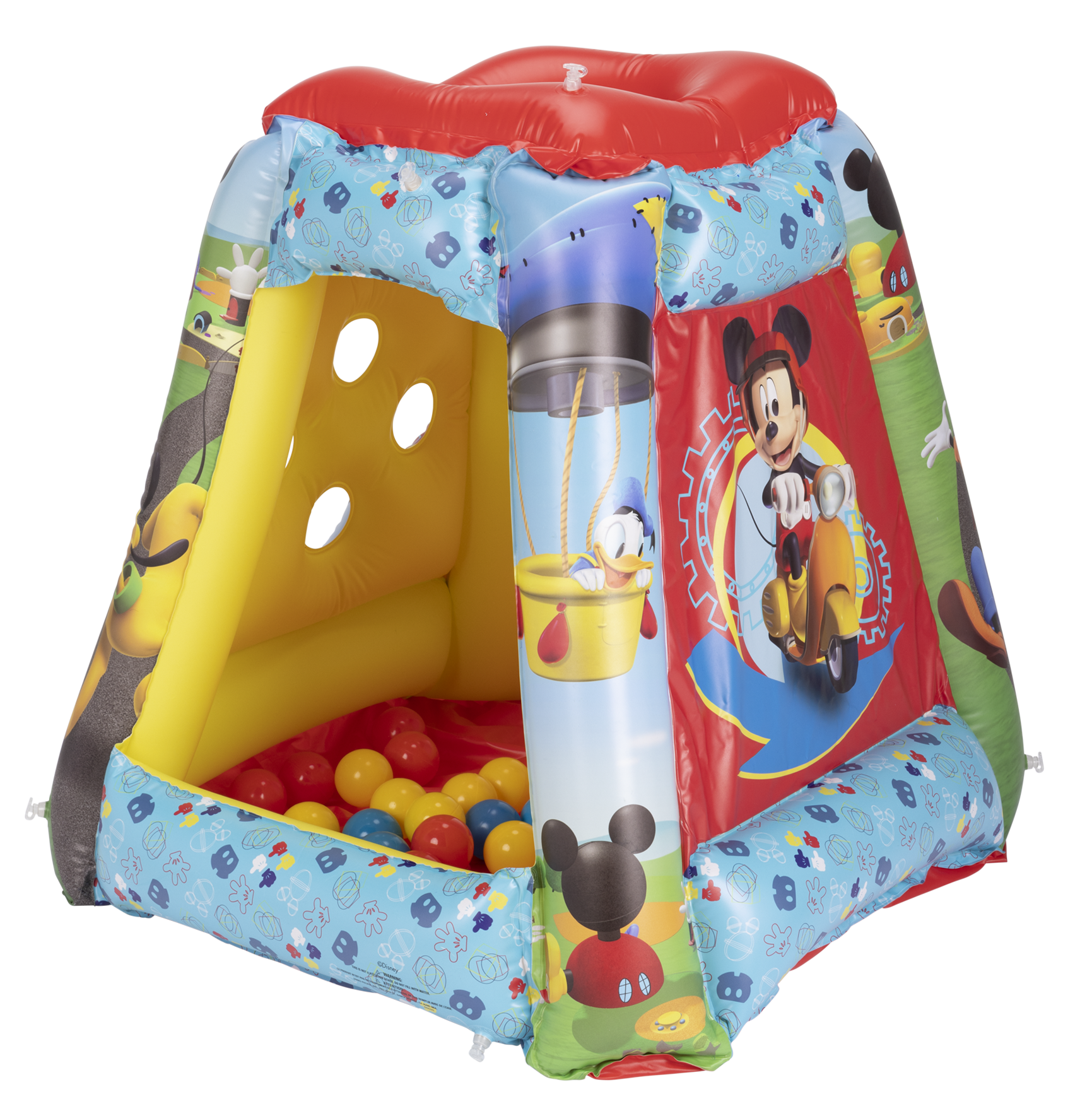 Mickey Mouse Preschool Indoor Inflatable Ball Pit Playland Includes 20 Soft Flex Balls Child 2 Years Red