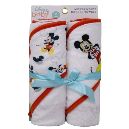 Mickey Mouse 2pk Rolled Hooded Baby Towel