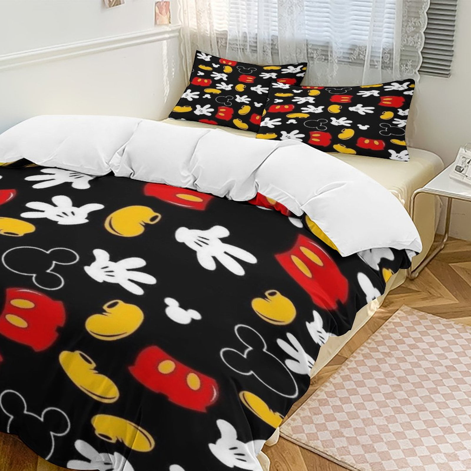 Mickey Mouse 3 Piece Bedding Set Cartoon Comforter Set Cute Duvet Cover ...