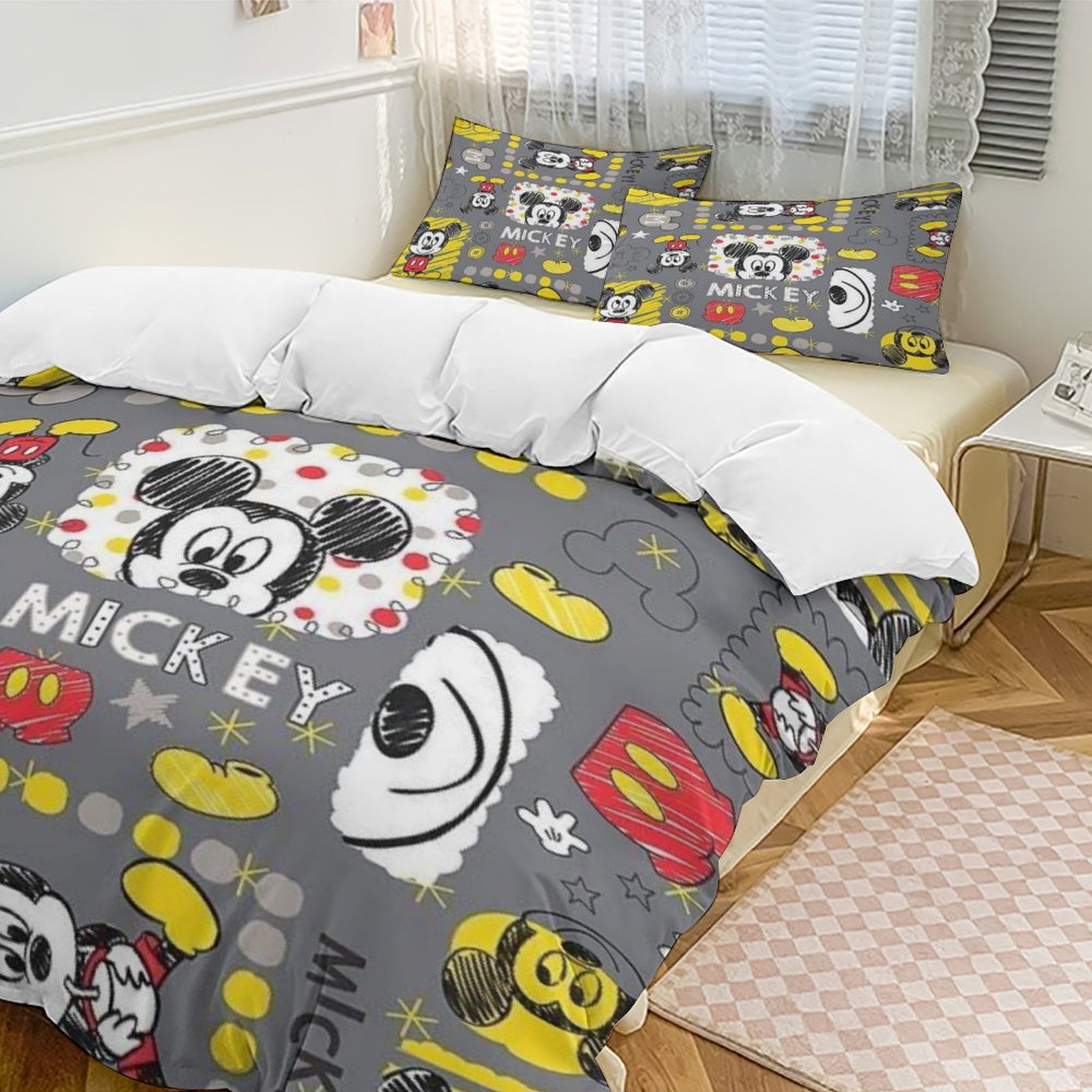 Mickey Mouse 3 Piece Bedding Set Cartoon Comforter Set Cute Duvet Cover ...