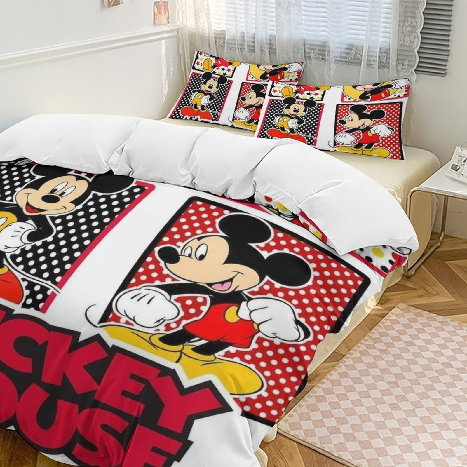 Mickey Mouse 3 Piece Bedding Set Cartoon Comforter Set Cute Duvet Cover ...