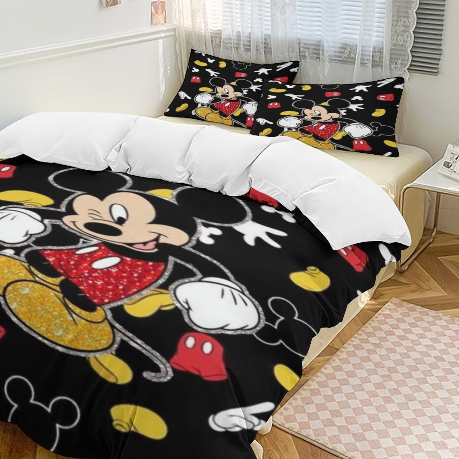 Mickey Mouse 3 Piece Bedding Set Cartoon Comforter Set Cute Duvet Cover ...