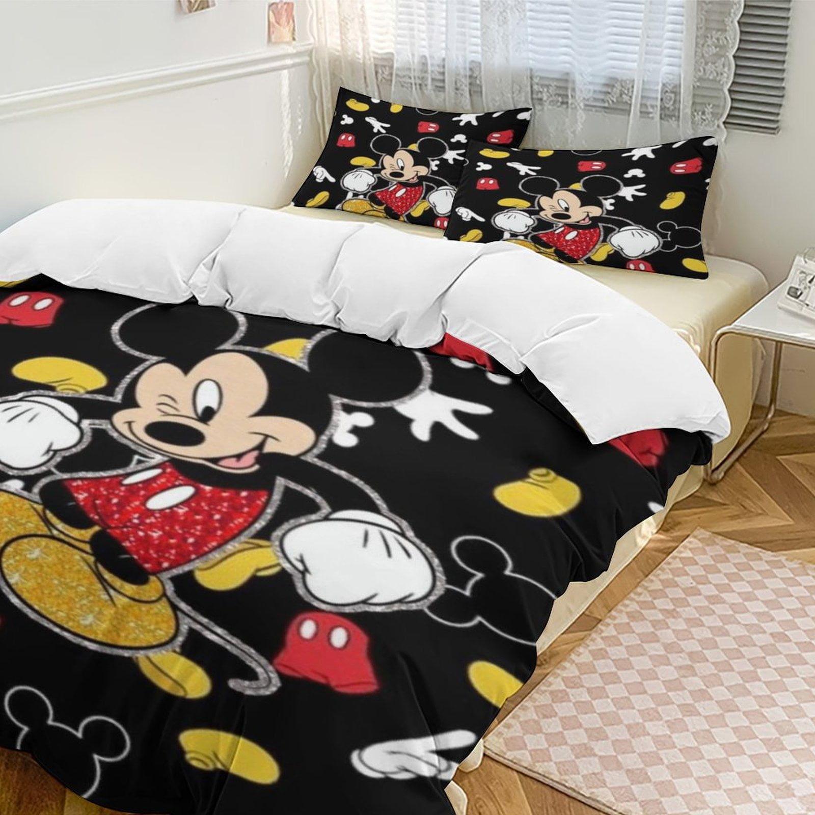 Mickey Mouse 3 Piece Bedding Set Cartoon Comforter Set Cute Duvet Cover ...