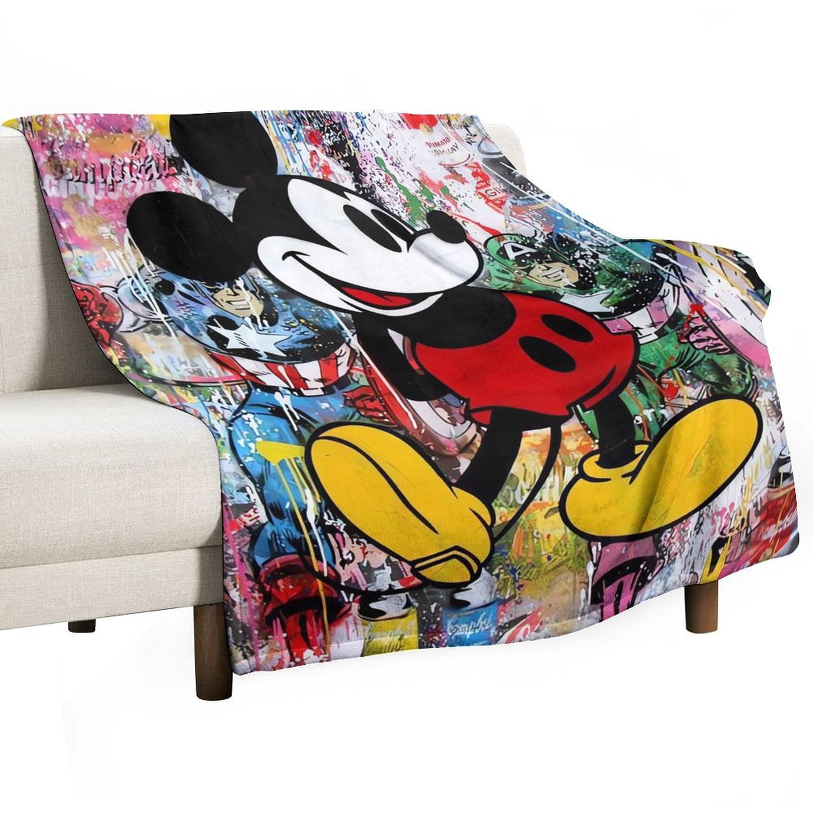 Mickey_Mouse 3D Printed Plush Throw Blanket - Measures 70"x80" - Kids