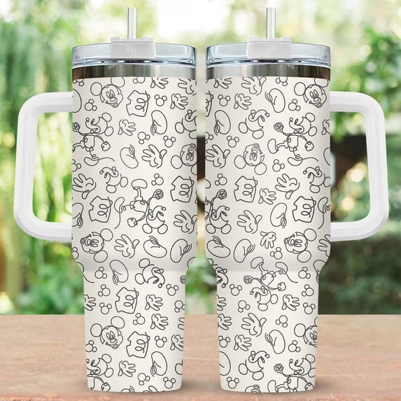 Mickey Mouse 40oz Tumbler, Disney Mickey Drinkware, Classic Disney Gifts for Her, Disney Insulated Travel Mug, Mickey Cartoon Tumbler